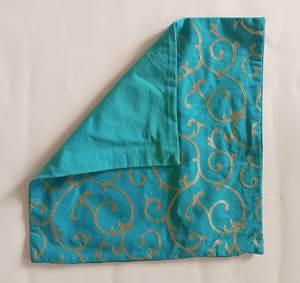 Square Embroidered Cushion Cover Turquoise Gold Scroll Pattern Luxury Home <b>Decor</b> <b>Pillow</b> Case with Zipper Closure - Product Image 4