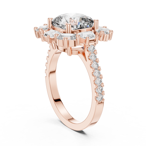 Bague de fiançailles Vinson Project Luxury Art Deco en moissanite taille coussin, halo multi-pierres, plaqué or rose, acier inoxydable - Product Image 3