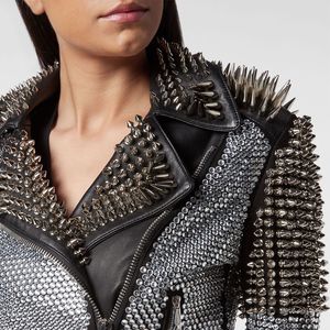 New Women's Luxury High Grade Genuine <b>Leather</b> Jacket <b>Rivet</b> Slim Breathable Winter - Product Image 3