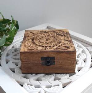 <b>Wooden</b> Hand Carved <b>Trunk</b> Or <b>Storage</b> Boxes For Jewelry Keepsake Or Vanity <b>Storage</b> Wood Box - Product Image 6