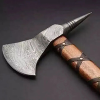 Kapak Belah Baja Karbon Buatan Tangan Burraq 16" 4 1/2in Gagang Kayu Rosewood Berlapis Kulit Tomahawk Tugas Berat Industri Berburu