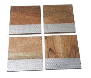 Posavasos de madera con diseño de hoja de aluminio, producto de la India, precio barato, superventas - Product Image 1
