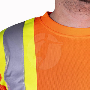 Camiseta de Trabajo Transpirable con Franjas Reflectantes, Paneles de Tela Resistente, Diseño Personalizado, Poliéster Visible, Fabricante de Camisetas - Product Image 6