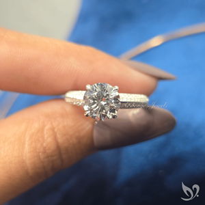 2 CT round cut lab grown <b>diamond</b> IGI certified engagement <b>ring</b> with micro pave band in 10K white gold <b>ring</b> - Product Image 5