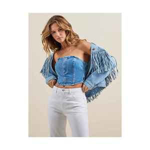 Trendy Stylish Premium Casual Unique Fashionable Comfortable Breathable Durable Soft Everyday Women Denim Top - Product Image 4