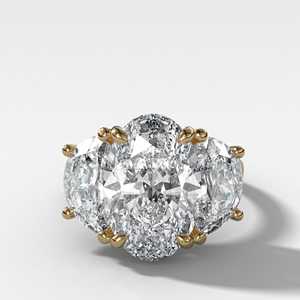 3 CT Oval IGI Lab Grown Diamond Three Stone <b>Ring</b> 10K 14K 18K Solid Gold 925 Silver Half <b>Moon</b> Accent Engagement <b>Ring</b> Wholesale - Product Image 1