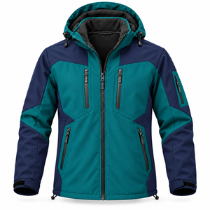 Chaqueta Softshell de Invierno Personalizada con Bordado, para Hombre, para Caza y Actividades al Aire Libre, Resistente al Viento, con Forro Polar, Capucha y Bloques de Color, para Viajes - Product Image 1