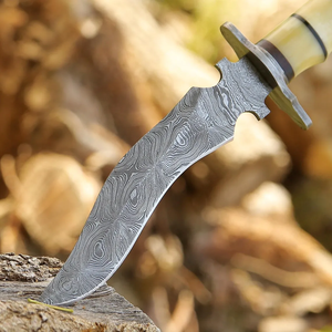 Couteau de camping professionnel en acier Damas à pointe tombante, manche en bois fait main, lame fixe de qualité industrielle, vente en gros - Product Image 2