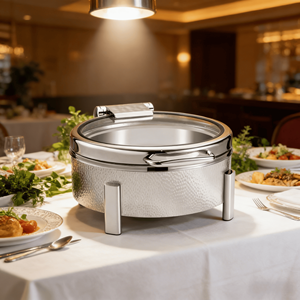 FULAIXIN Réchaud à gaz en acier inoxydable 304 avec motif martelé haut de gamme 6L pour buffets d'hôtel et banquets de mariage - Product Image 2