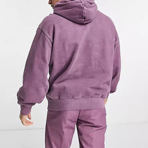 <b>Men</b> Solid Color Hooded Sweatshirt Full Sleeve Casual Loose Fit Washed Cotton Tracksuit Autumn Wear With Drawstring And Pockets - Product Image 2