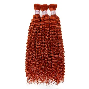 Cheveux humains bouclés Remy en vrac, couleur rougeâtre, 100 % cheveux Remy, mèches à tisser, taille personnalisée - Product Image 1