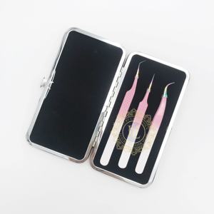 LUXURY LASH TOOLS Ombre Blanc Rose Revêtement en poudre Acier inoxydable de qualité supérieure Pincettes à cils à pointe arc-en-ciel durables - Product Image 6