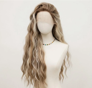Peluca Larga y Lisa de Color Rubio Platino de Lujo con Flequillo Lateral, Resistente al Calor, de Cabello Sintético para Mujer, Venta al Por Mayor - Product Image 3