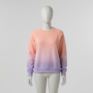 Sweat-shirt oversize imprimé dégradé personnalisé pour femme, couleur pêche coucher de soleil et lavande, col rond, en polaire, style streetwear - Product Image 1