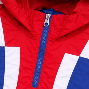 Custom Logo <b>Men's</b> Windproof <b>Jacket</b> Color Blocking Hooded <b>Half</b>-<b>Zip</b> Sporty Autumn Wear Front Pocket Design - Product Image 4