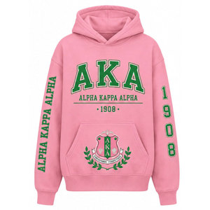 เสื้อฮู้ด Alpha Kapa Alpha 1908 AKA Sorority สีชมพูเขียว เสื้อผ้าสไตล์กรีกสำหรับชีวิตประจำวัน ดีไซน์ทันสมัย ใส่ได้ทุกวัน - Product Image 2