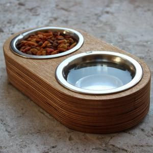 Wooden Novelty <b>Pet</b> Feeder Bowl Dog Cat Food Safe Non Toxic Handmade Non Slip Grip Customized Size - Product Image 2
