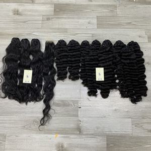 Haute qualité vague profonde brut vietnamien cheveux humains Double dessiné Machine trame naturel noir faisceau doux Curl vague Extensions - Product Image 4