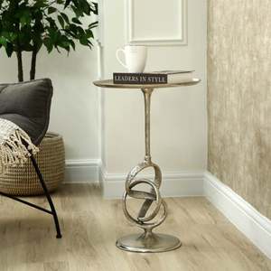 Table d'appoint ronde en aluminium au design torsadé et noué pour salon et chambre à coucher à prix abordable - Product Image 6