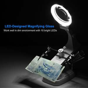 Loupe à main avec lumière LED et visière de soudage à trois doigts réglable à 360 degrés 3X/4.5X – Catégorie de produit : Loupes - Product Image 4