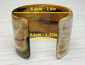 Bracelet manchette en corne de vache MN EXPORTS, fait main, poli, imitation perle, pour femme, moderne, chrétien, écologique, cadeau de mariage - Product Image 3