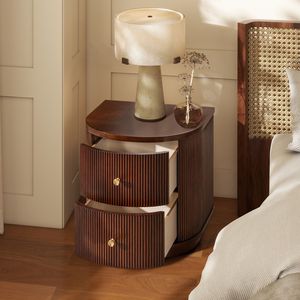 Tavolino Laterale in Legno di Faggio Noce Scuro con 2 Cassetti da 24 Pollici per Comodini, Edizione San Valentino - Product Image 3