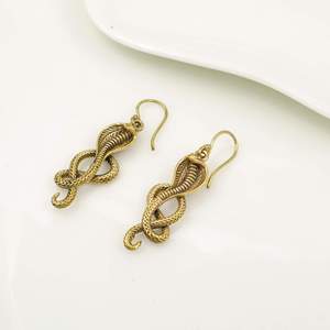 Pendientes Colgantes de Serpiente de Latón Chapado en Oro Antiguo, Diseño Animal Vintage, Joyería de Moda Unisex - Product Image 5