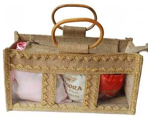 Sac fourre-tout en jute avec garniture en dentelle blanche, style bohème, sac à poignée ouverte pour usage quotidien - Product Image 2