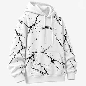 Sweat à capuche décontracté RITS pour homme, imprimé marbre blanc et noir, avec poche avant, coupe classique, pour l'automne, vente en gros - Product Image 3