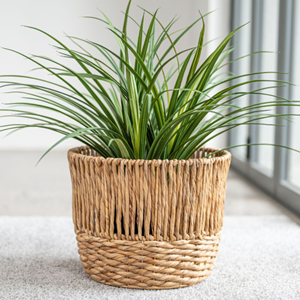 Woven Water Hyacinth Plant Pot, Floral Pattern <b>Flower</b> <b>Basket</b> <b>for</b> Indoor Living Room & Outdoor Garden - Wholesale Boho Style - Product Image 6