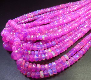 Natural High Grade <b>Pink</b> Welo Ethiopian Opal Beads 16" Strand Full Flash Faceted Gemstone 4.5-5mm Center <b>Drill</b> Rondelle Beads - Product Image 5