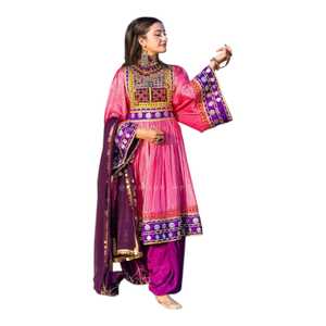 Nouveautés 2026 – Salwar Kameez Afghane Kuchi en Soie Georgette Brodé, Coupe Ajustée, Manches Longues, pour Femme, Tenue de Soirée Maxi - Product Image 1