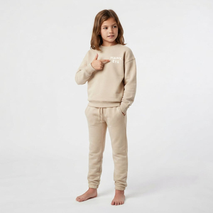 Conjunto de Dos Piezas de Sudadera con Cuello Redondo y Pantalones Deportivos para Niños, Ropa Casual de Color Sólido, Fabricante de Ropa - Product Image 3