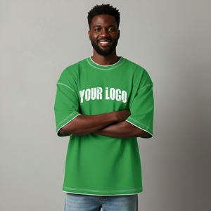 Cotton 340 GSM Unisex Formal T-Shirts with Custom Logo Knitted Fabric Men Women - Product Image 4