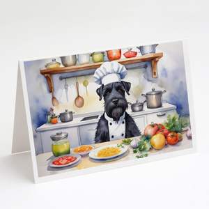 Whimsical A7 Tamaño 5x7 Schnauzer gigante El Chef Tarjetas de felicitación Paquete de 8 tarjetas de nota en blanco con sobres - Product Image 1