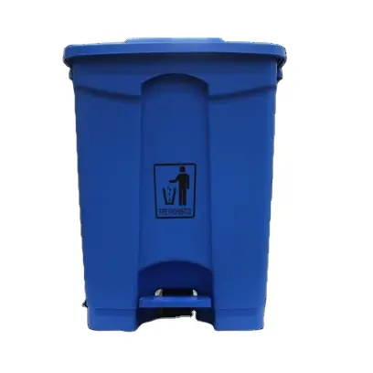 Yüksek kaliteli 50L plastik çöp kutusu ayak pedalı ile endüstriyel çöp kutusu plastik çöp kutusu renkli