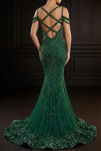 Exquisito Vestido de Sirena con Cuentas de Cristal Hecho a Mano, Vestido Formal con Hombros Descubiertos, Ropa de Noche de Alta Gama para Mujer, para Ocasiones Especiales - Product Image 2