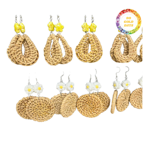 Stylish Handmade Rattan Earrings Coastal Fashion <b>Accessories</b> For Professional Resort Wear And <b>Beach</b> Party Decor - Product Image 2