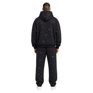Ensemble tendance pour homme : sweat à capuche zippé coupe boxy à épaules tombantes et joggers amples, imprimé camouflage léopard avec strass personnalisés, en tissu haute densité - Product Image 2