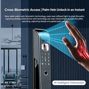 Cerradura Inteligente para Puerta con Reconocimiento Facial 3D Avanzado y Reconocimiento de Palma de la Mano, con Desbloqueo en 8 Direcciones, Entrada sin Llave, Intercomunicador con Video Integrado para Apartamento - Product Image 3