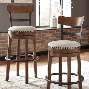 Wholesale Industrial Rustic Swivel Bar <b>Stools</b> Solid Wood and Metal Counter <b>Height</b> Chair with Upholstered Seat - Product Image 1