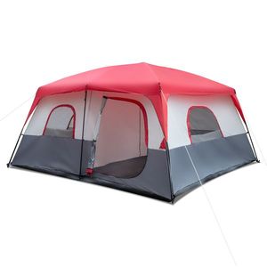 Tenda 430*430*210cm in Tessuto Poliestere Rosso e Bianco con Pali in Fibra di Vetro, Capacità 14 Persone per Campeggio all'Aperto - Product Image 1