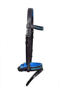 Juego de Brida de Cuero Negro de Lujo para Caballo, con Diadema de Cristal Azul, Narquera Acolchada, Brida Ecuestre Inglesa, Riendas de Goma MS TECHIFY - Product Image 3