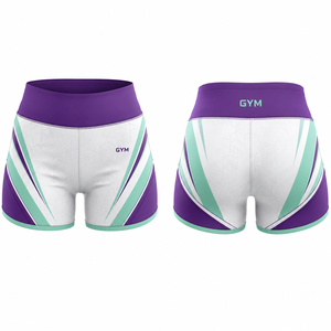 Pantalones Cortos Deportivos de Cintura Alta para Mujer, con Bloques de Color, Transpirables, de Spandex y Poliéster, Tejidos, para Gimnasio y Entrenamiento - Product Image 1