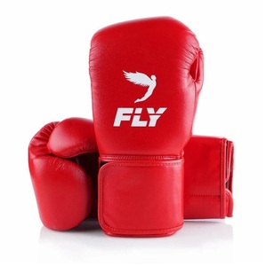 Ensemble de sparring professionnel FLY Red MMA en cuir de vachette véritable avec sangle réglable, comprenant des gants de boxe, un casque et une protection inguinale - Product Image 2