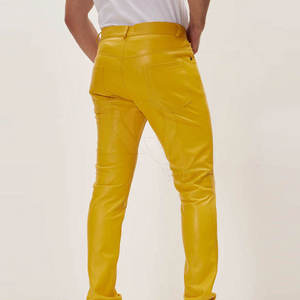 Pantalon en cuir pour homme, design décontracté, coupe ajustée, léger, taille mi-haute, durable, pantalon tendance pour le quotidien et l'exportation - Product Image 2