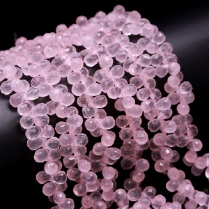 Perles en quartz rose facettées en forme de larme, perles de quartz rose naturelles pour la fabrication de bijoux faits main, colliers, pendentifs, boucles d'oreilles - Product Image 2