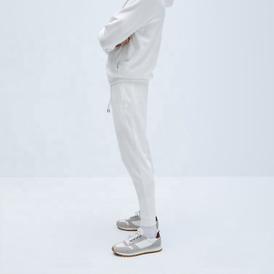 Men's White Hooded Tracksuit Set Full Length Zipper Closure Side Pockets Casual Style Breathable Polyester Lightweight - Product Image 3