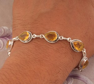 Citrine Bracelet 925 Sterling Silver Handmade Luxury <b>Charm</b> Bracelet Pear Shape Natural Citrine Gemstone for Women Fashion Gift - Product Image 2