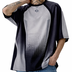 Camiseta de Fútbol Americano Oversize para Hombre, Transpirable, de Poliéster, Estilo Urbano, con Estampado de Puntos Degradados, Ligera, Proveedor OEM al por Mayor - Product Image 4